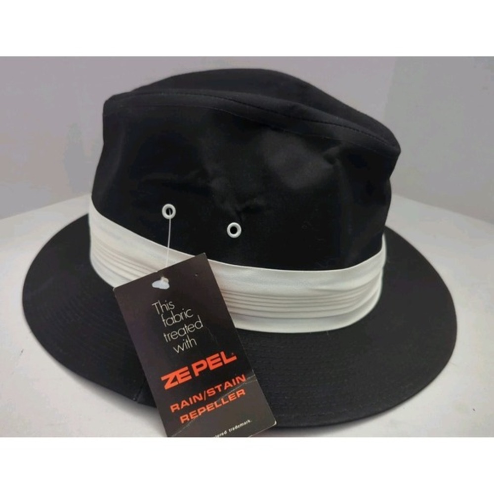 NWT Belfry Fedora Hat Men Black & White Sz M USA Made NOS Rain/Stain Repel Zepel
